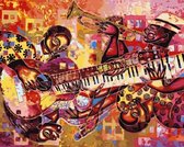 Schilderen op nummer voor volwassenen  - MUZIEK A LA PICASSO - opgespannen op frame - 40 x 50 cm
