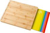 Zindoo Bamboe Snijplankenset - Bamboo Snijplank - Set van 6 Kunststof Planken - Broodplank - Vlees - Groente - Fruit - FSC Bamboe - Duurzaam Hout