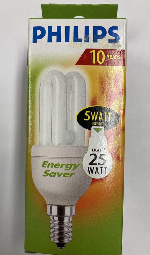 Philips spaarlamp genie energy saver E14 lamp watt verbruik lichtsterkte 25 watt |