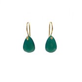 Oorbellen goud druppel groot groene onyx
