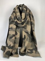 Geribbelde dikke sjaal camouflage extra lang 65 x 220 cm