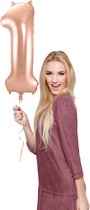 Folieballon - Cijfer - 1 - Rosé goud - 86cm - Zonder vulling