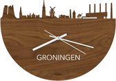 Skyline Klok Oud Groningen Notenhout - Ø 40 cm - Woondecoratie - Wand decoratie woonkamer - WoodWideCities