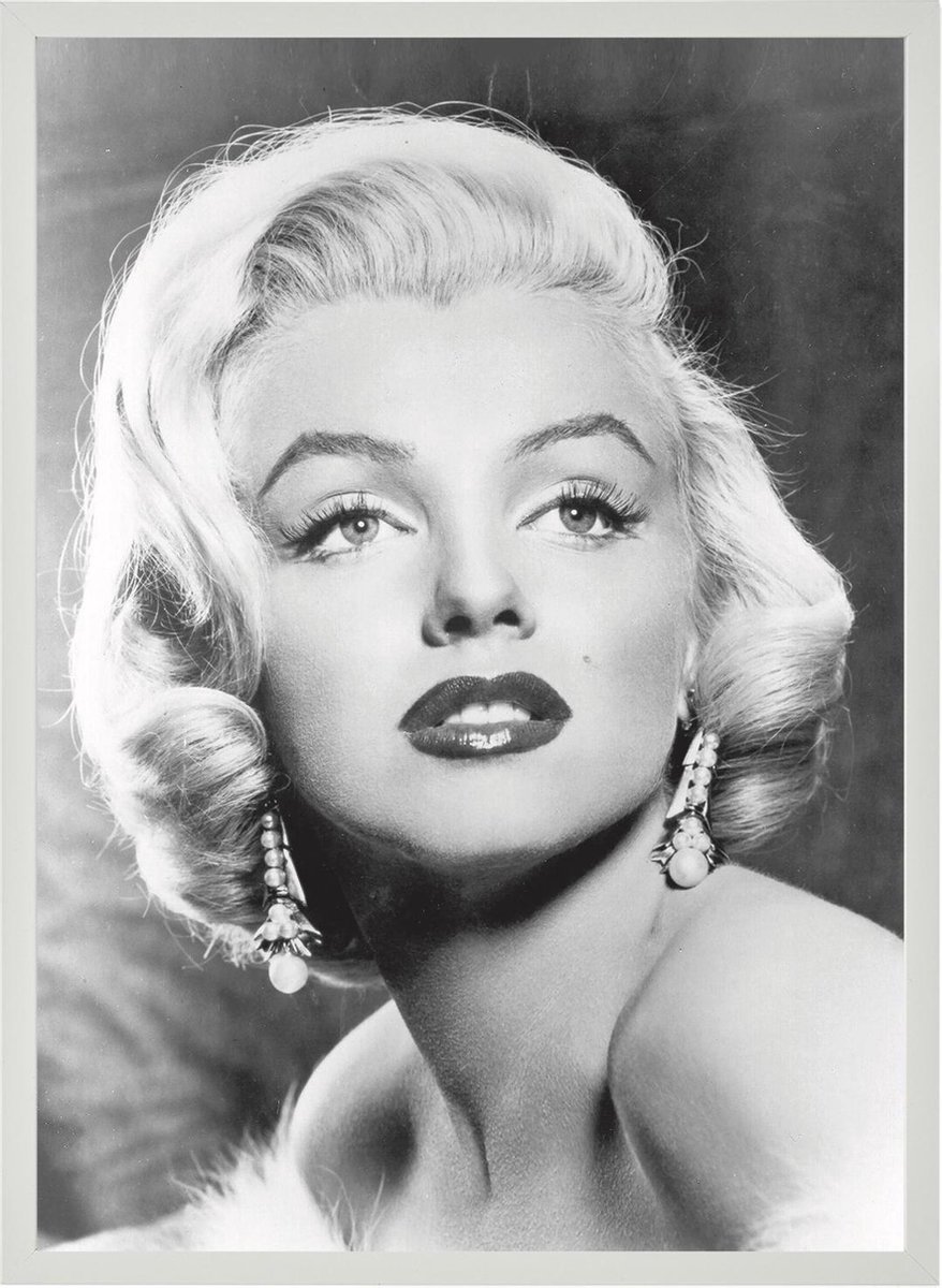Esque Poster In Witte Lijst - Marilyn Monroe - Zwart/Wit - Large 70x50 cm - Vintage - Movie