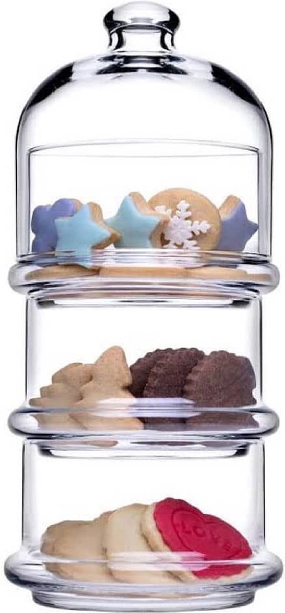 Villa Patisserie, Glazen Voorraadpot, 3 laags, Met Deksel