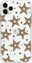 Fooncase Hoesje Geschikt voor iPhone 12 Pro - Shockproof Case - Back Cover / Soft Case - Rebell Leopard / Luipaard sterren
