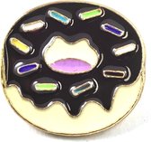 Emaille Pin Van Een Donut Met Donker Bruine Glazuur 2.5 cm / 1.3 cm / Donker Bruin Licht Geel