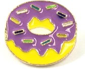 Donut Emaille Pin Roze Lila Glazuur 2.5 cm / 2.2 cm / Roze Geel