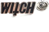 Witch Tekst Emaille Pin 3.2 cm / 1.3 cm / Zwart Zilverkleurig