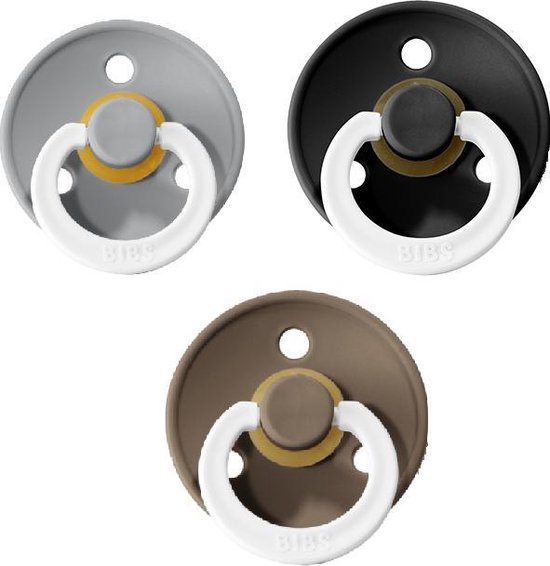 BIBS fopspeen set van 3 GLOW IN THE DARK spenen CLOUD BLACK