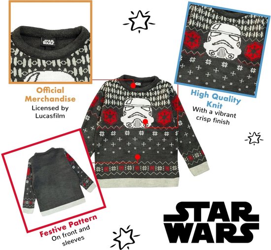 Star Wars Stormtrooper Kids Gebreide (foute) Kersttrui - Unisex -12-13 Jaar  | bol.com