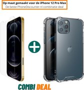 Fooniq Anti Shock Hoesje Transparant + Screenprotector - Geschikt Voor Apple iPhone 12 Pro Max