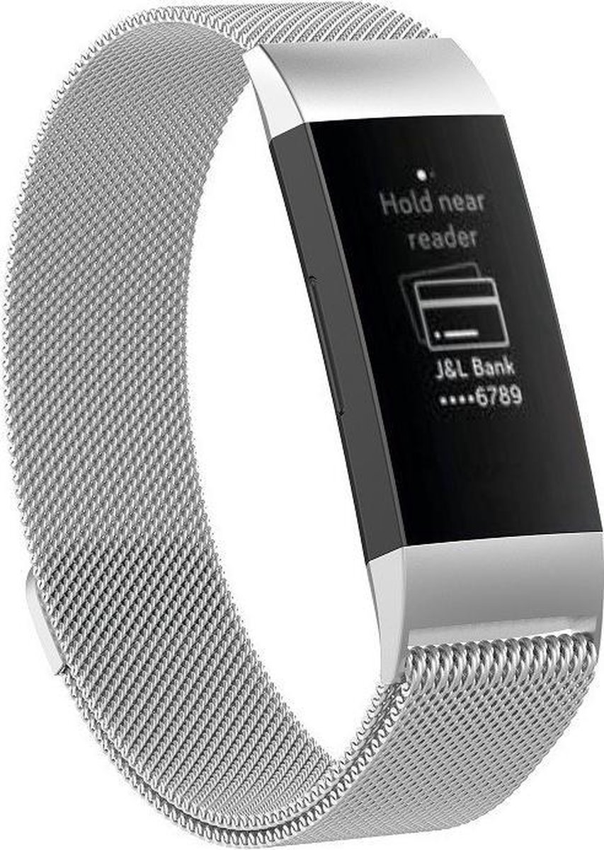 Fitbit charge 3 & 4 milanese band - zilver - SM - Horlogeband Armband Polsband - Luxury Bands