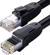 By Qubix internetkabel - 1,5m UGREEN CAT8 Rond Ethernet LAN netwerk kabel (25Gbps) - Zwart - RJ45 - UTP kabel