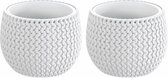 Set van 2x stuks ronde witte Splofy kunststof bloempotten/plantenpotten 1,4 liter - 18 cm - binnen/buiten decoratie