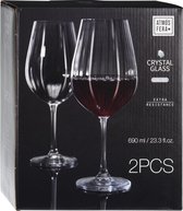Voordeelpakket 12x Rode wijnglazen 69 cl/690 ml van kristalglas - Kristalglazen - Wijnglas - Cadeau voor de wijnliefhebber
