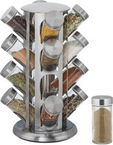 Relaxdays étagère à épices avec 16 pots - organisateur d'épices - carrousel à épices - rotatif
