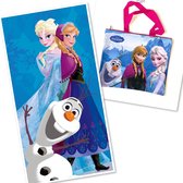 Disney Frozen cadeauset - strandlaken 140x70 cm + tas - blauw