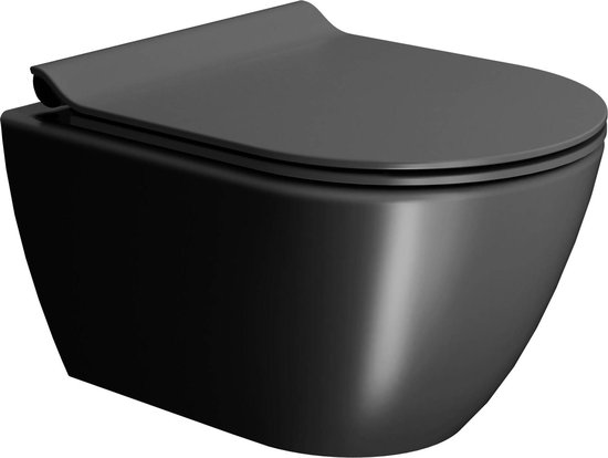 Ben Segno Hangtoilet - Compact Xtra Glaze+ Free Flush - Mat Zwart - WC Pot - Toiletpot - Hangend Toilet - Excl. Toiletbril
