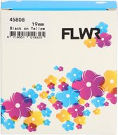 FLWR - Printetiket / 45808 / Zwart op Geel - geschikt voor Dymo