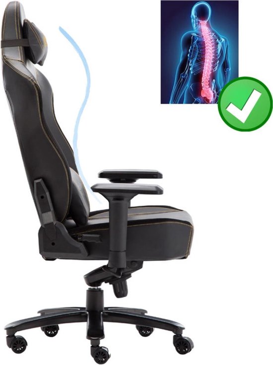 GAME HERO® King N1 Gaming Stoel - Ergonomische Bureaustoel - Gamestoel Zwart