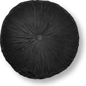 Dutch Decor - KAJA - Sierkussen rond velvet 40 cm - Raven - zwart