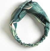 Haarband Cross - Bandana - Haarband dames - Haarbanden dames - Haaraccessoires vrouwen - Green Leaves - Stijl 20