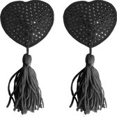 Nipple Tassels - Heart - Black - Nipple Vibrators & Stickers - black - Discreet verpakt en bezorgd
