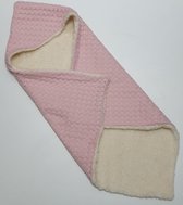 RiFresh - baby badcape van roze wafelstof en teddy stof | wikkeldoek | kraamcadeau | omslagdoek