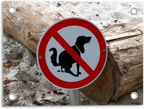 Tuinposter – Bord met Verboden Te Poepen voor Honden - 40x30cm Foto op Tuinposter  (wanddecoratie voor buiten en binnen)