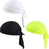 Durag - Zinaps Deluxe Bandana Cap Zomerhoed Bandana Hoofddoek Ademende hoofddeksels voor fietsen - Wit + Geel + Zwart