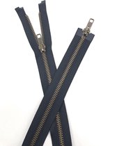 YKK rits dubbel deelbaar oud messing 80 cm Donkerblauw