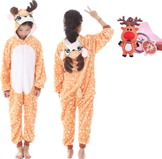 Onesie renne - cerf - orignal costume d'animal pyjama enfant - 128-134 (130) + sac / porte-clés gratuit déguisement
