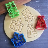 Koekjesvorm | 3-delige set | Prinses |Prinses jurk - Prinses - Kasteel | Cookie cutter | Uitsteekvorm | Bakvorm | 8cm