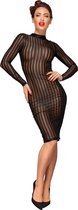 Striped knee-length tulle dress - Black - Maat XXL - Lingerie For Her - black - Discreet verpakt en bezorgd