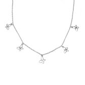 5 vlinders ketting - Zilver - 38 cm