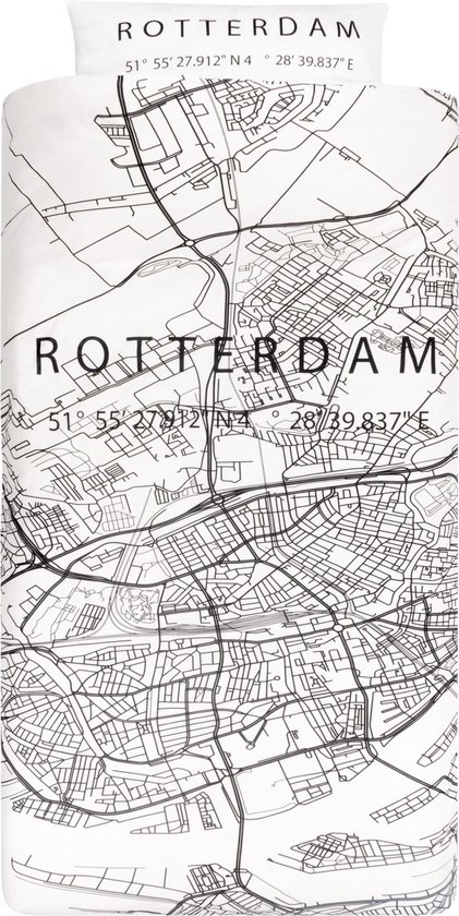 Sociologie kalkoen wees gegroet BINK City Dekbedovertrek Rotterdam 1 persoons 140x200/240 cm wit/zwart  (inclusief... | bol.com