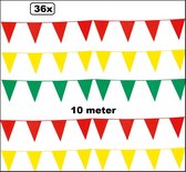 36x Vlaggenlijn rood en geel en groen 10 meter - vlaglijn festival thema feest verjaardag carnaval vlaggetje kleur