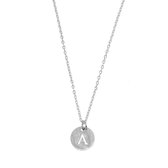 Letter ketting coin - initiaal A - Zilver - 40 cm