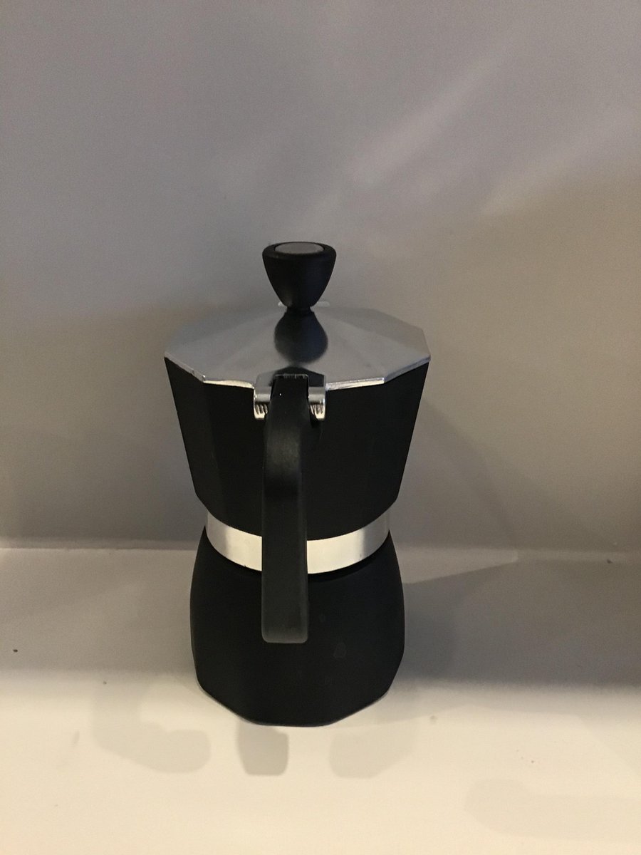 Doffee Moka Express percolator koffiemaker 3 kops zwart