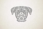 Line Art - Hond - Rottweiler 2 - XS - 22x30cm - Wit - geometrische wanddecoratie