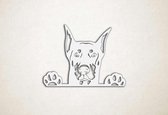 Wanddecoratie - Dobermann - hond - S - 45x60cm - Wit - muurdecoratie - Line Art