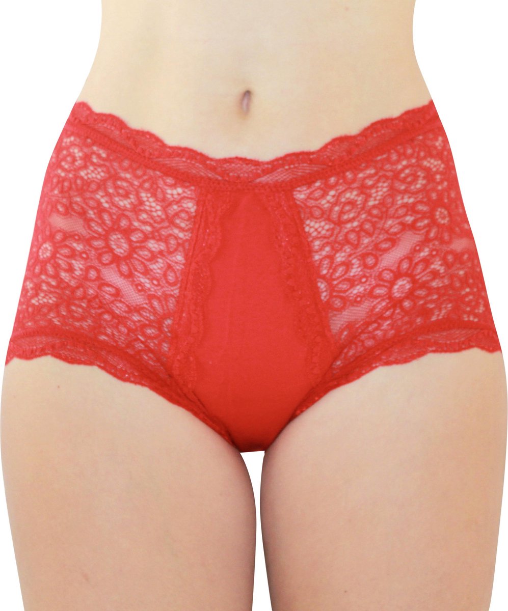 Volcare- Lekvrij ondergoed voor menstruatie en urineverlies - Incontinentie Ondergoed - Menstruatie ondergoed Vrouw - Menstruatieondergoed - Wasbaar - alternatief voor Wasbaar Maandverband - Period underwear - onderbroek - Rood - Maat XL