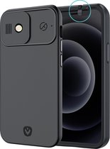 Valenta x Spy-Fy®: iPhone 12 Hoesje met Camera Covers aan Voor- én Achterkant | Beschermt je Privacy en je Camera’s | Mat Zwart