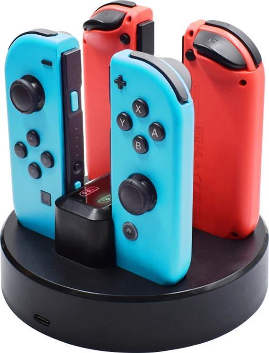DrPhone NSJCD02 – Joystick Charging Dock – 4 Joysticks – LED Indicator – Geschikt voor Nintendo Switch - Zwart