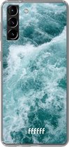 6F hoesje - geschikt voor Samsung Galaxy S21 -  Transparant TPU Case - Whitecap Waves #ffffff