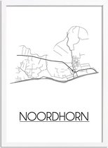 Noordhorn Plattegrond poster A3 + Fotolijst wit (29,7x42cm) - DesignClaud