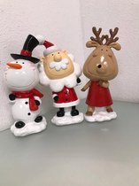 Decoratie voor kerst - sneeuwpop kerstman en rendier - 3 stuks