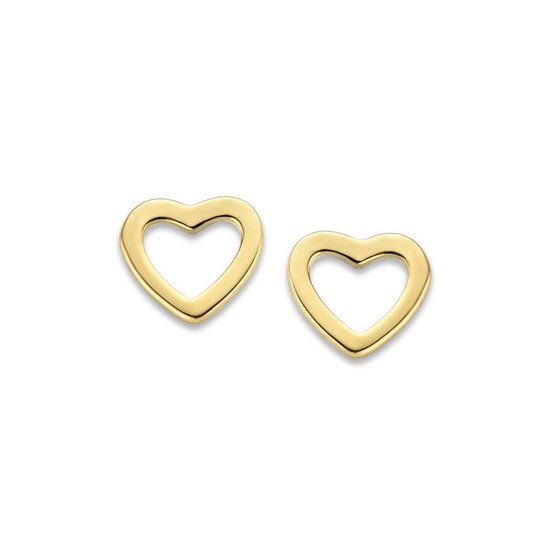 New Bling 9NBG-0165 Boucle d'oreille dorée - Coeur ouvert - 14 carats - mm - Doré