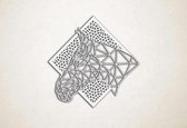 Line Art - Paard 3 met achtergrond - XS - 25x25cm - Wit - geometrische wanddecoratie